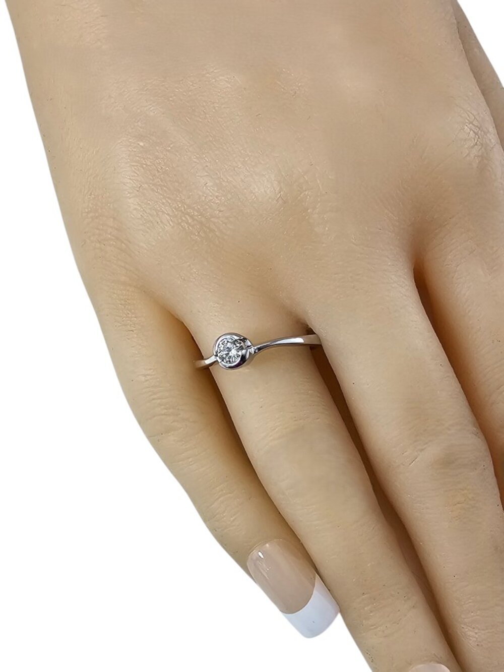 14K Yellow Gold Bezel Set Diamond Engagement Ring Size 7.75 #24928 - Picture 8 of 8